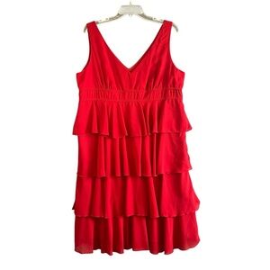 JONATHAN MARTIN Sleeveless Tiered Dress Red Style 2986503Y Size 16